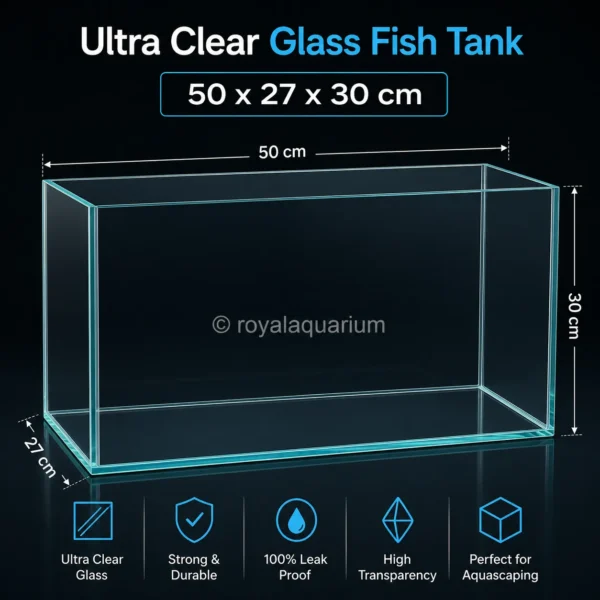 Ultra Clear Glass Fish Tank 50x27x30 cm | Buy Online at Royal Aquarium